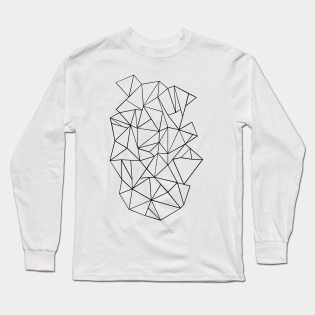Abstraction Outline Black on White Long Sleeve T-Shirt by ProjectM
